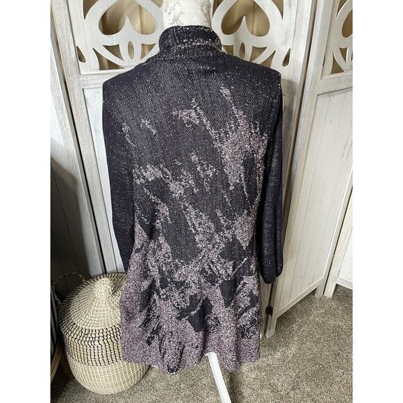 Nic Zoe Duster Cardigan Womens Purple Black Boucle Open Front Size XL Top - Picture 4 of 7